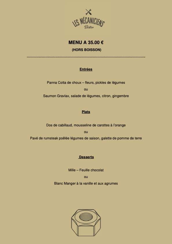 Menu 35.00€ - MECA (hors boisson)